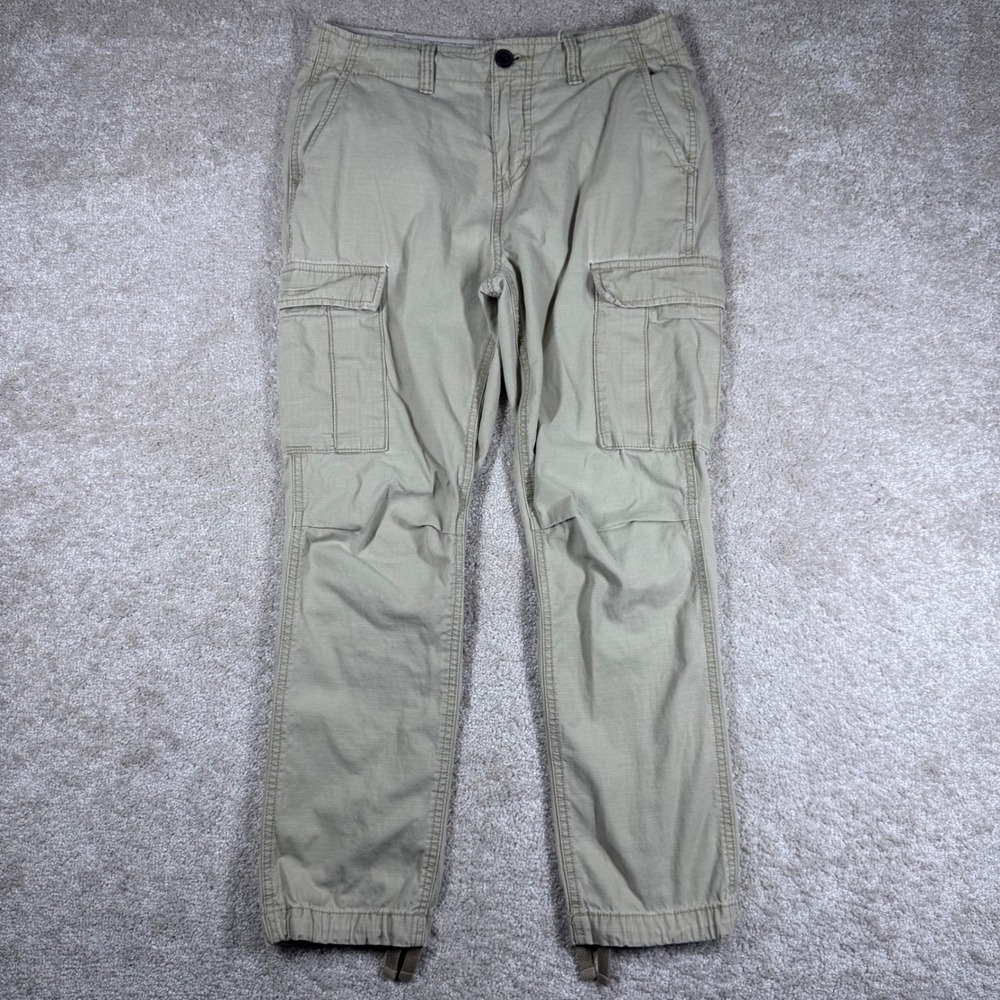 Aeropostale Mens Relaxed Cargo Pants Khaki Ripstop Cotton 28x30 Utility Trousers